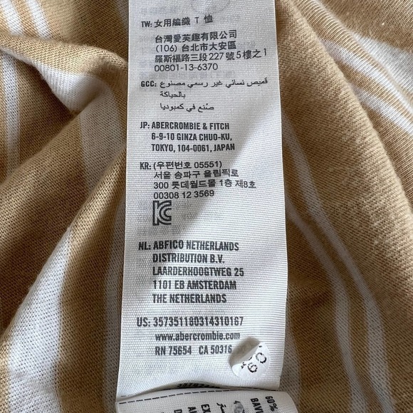 HOLLISTER CASUAL STRIPED SHORT SLEEVE EMBROIDERED CREW NECK BROWN SIZE XS - Picture 8 of 11